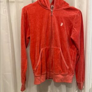 Juicy Couture Red Velour Zip-Up Hoodie Jacket